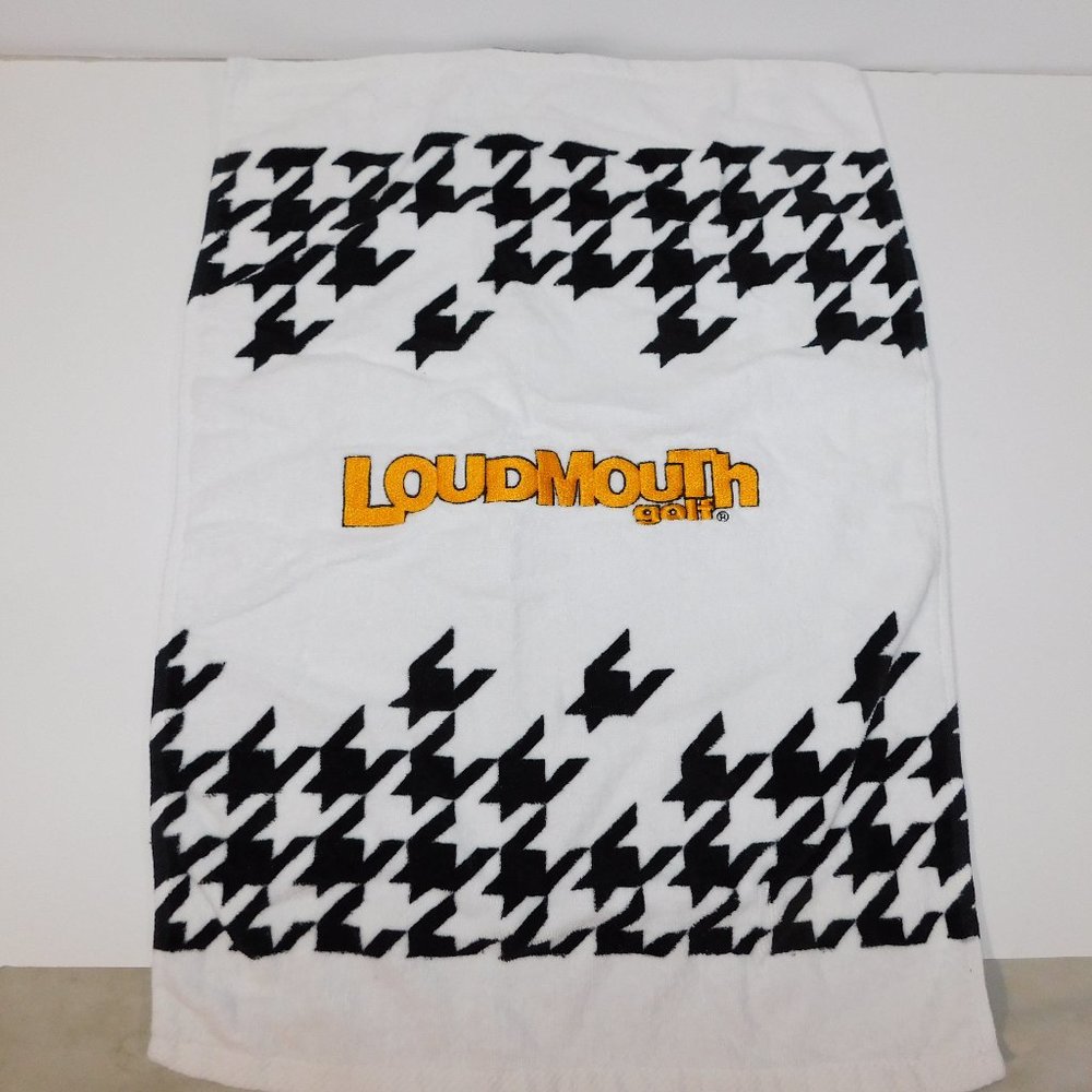 2011 Winning Edge LOUDMOUTH White Black Yellow Embroidered Golf Towel 16" x 23"
